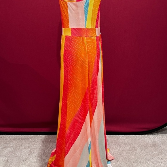 ChicMe Vibrant Multi-Color One-Shoulder Print Slit Maxi Sundress (NWOT) - Picture 6 of 12